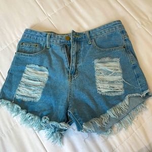 Womens Denim Short Shorts with rips